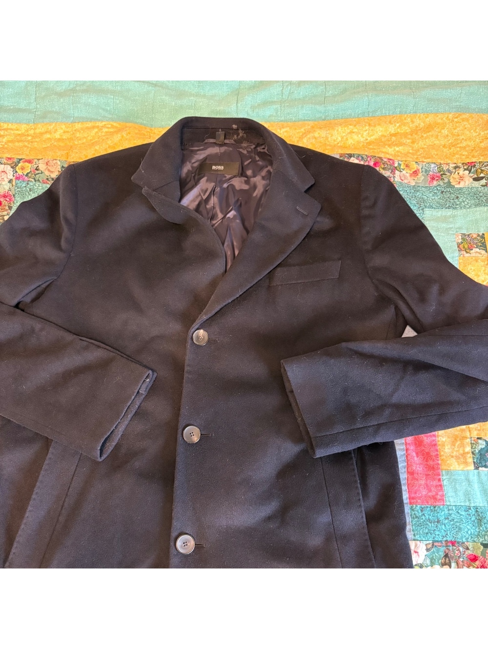 Hugo Boss $749 Wool/Cashmere Men's 46L Black Overcoat Size 46L - Picture 6 of 9